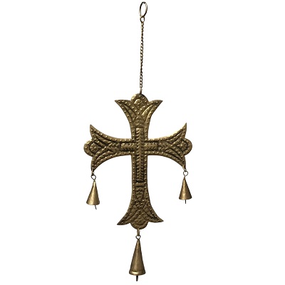 Santa Clara Cross Chime-Burnished Gold
